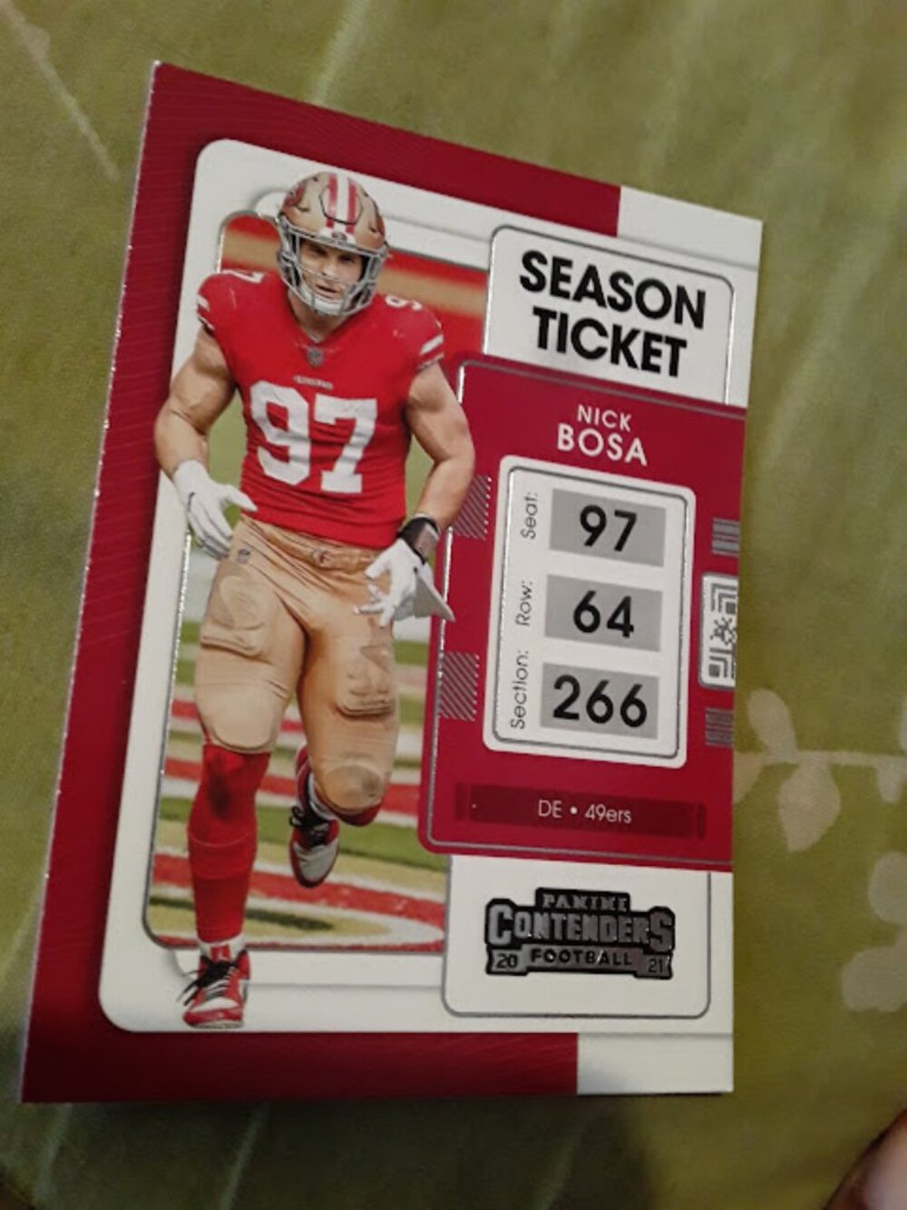 Nick Bosa 2021 Contenders Football Season Ticket Card #90 San Francisco 49ers